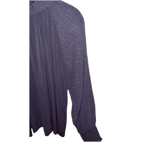 Ann Taylor Black Blouse WSheer Sleeve Metallic Dot Size Medium NWT Holiday Ready - Picture 8 of 8